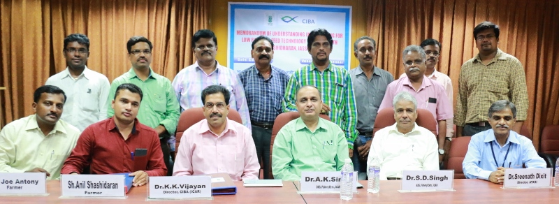 MOU signed on transfer of Organic shrimp feed Technology (ICAR-CIBA- Shrimp Green FeedBT) by CIBA to Jass Ventures Pvt Limited, Kochi, Kerala, 29-10-2015