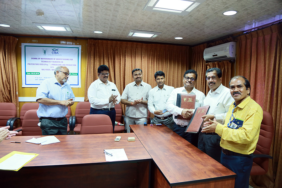 NRG Feeds of West Bengal signs MOU, with ICAR-CIBA, Chennai on the technology transfer of, Polyculture feed (PolyPlus ), a cost-effective ‘desi’ formulated feed - 6th March 2018