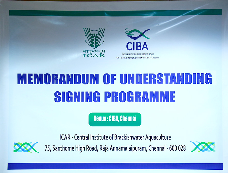 ICAR-CIBA signed MoU with Westland Marine Private Limited, Nellore, for the technology transfer of “Indigenous formulated shrimp feed” developed by CIBA, for the sustainable shrimp farming, Chennai, 27th August 2016