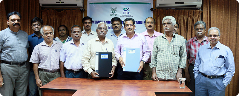 ICAR- CIBA signs MoU with brackishwater farmer’s group for technical support to develop sustainable polyculture models in Kerala - 27th August 2016