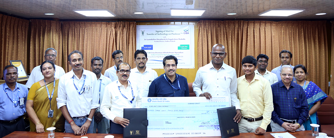 ICAR-CIBA commercialized the technology of Plankton Plus,  a value-added product developed from Fish waste under the concept of ‘Waste to wealth’ a Swatch Bharat initiative
