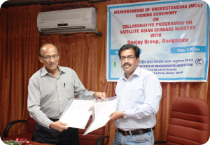 CIBA and Deejay Group, Bangalore signed MoU for establishing satellite Asian Seabass nursery - 20th May 2015
