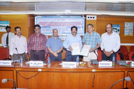 CIBA and Mr.Anil Ghanekar, Ecosecure systems, Chennai signed MoU for the Knowledge partnership for development of Ecofriendly, Innovative and Penaeid shrimp production technology on 12-August-2015