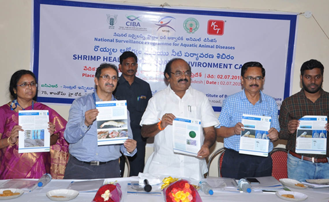 ICAR-CIBA organised shrimp health and aquatic environment camp at Kaikaluru, Krishna District, Andhra Pradesh on 2nd July, 2019