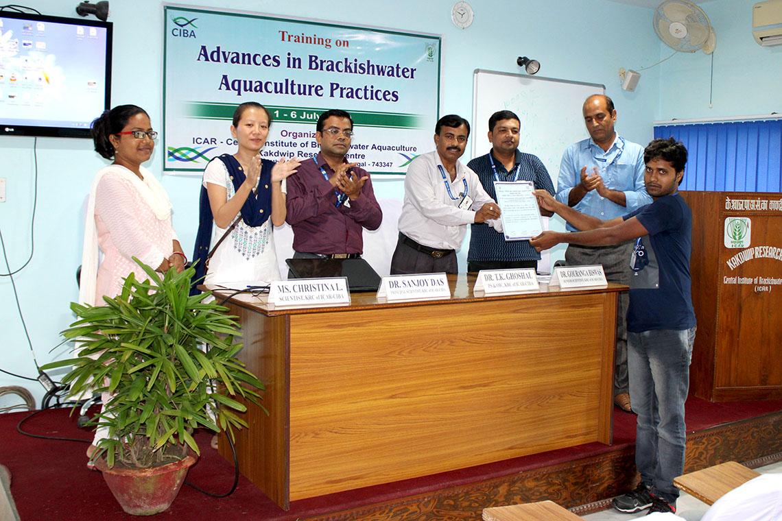 Kakdwip Research Centre of ICAR-CIBA Conducted Training on “Advances in Brackishwater Aquaculture Practices” during 01-06 July, 2019 for Young Aqua-entrepreneurs from Sundarban