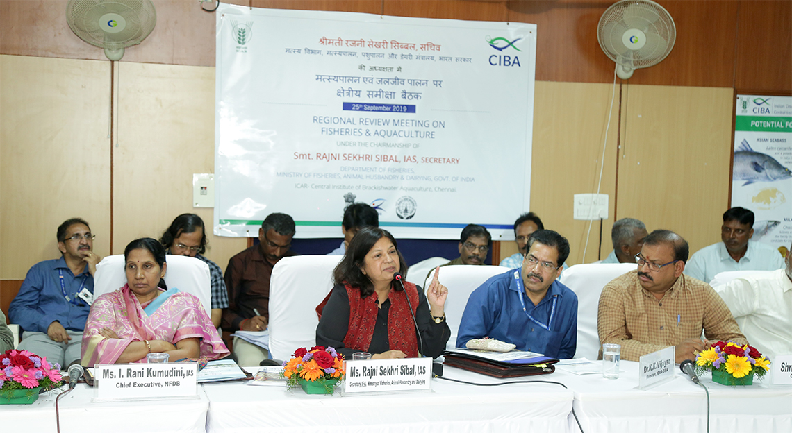 Secretary, Department of Fisheries, Ministry of Fisheries, Animal husbandry and Dairying, Government of India, conducted interactive meeting with stakeholders and coastal state governments at Muttukadu Experimental Station of ICAR-Central Institute of Brackishwater Aquaculture (CIBA), 25th September, Chennai