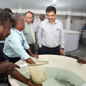 Additional Secretary & Financial Advisor, Department of Fisheries, Govt of India visited Muttukkadu Experimental station of ICAR CIBA, Chennai and reviewed the ongoing PMMSY projects