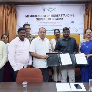 ICAR-CIBA signed a Memorandum of Understanding (MoU) with Rameswaram Sigaram Fish Farmer Producer Organisation, Rameswaram, Ramanathapuram District, Tamil Nadu, for marketing of CIBA-planktonplus and CIBA-Hortiplus